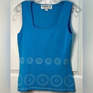 Joseph A turquoise and white tank top size L